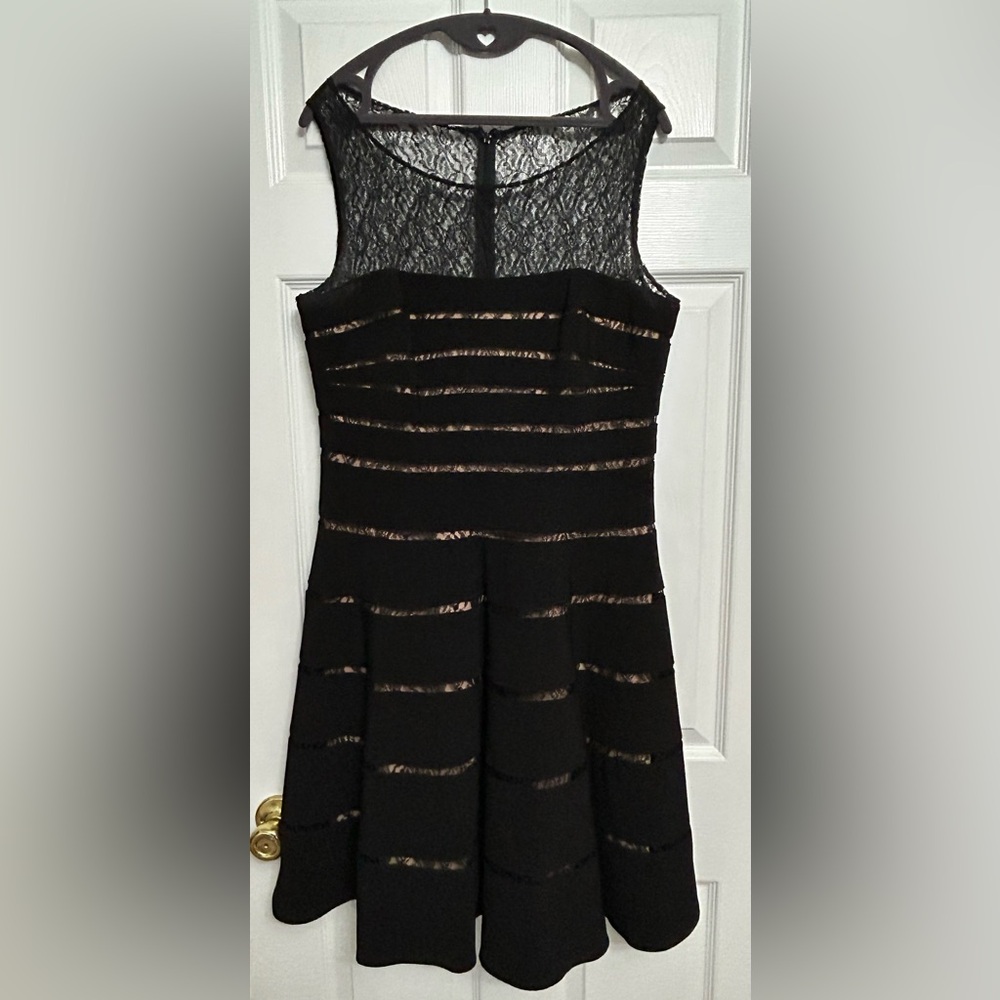 Js Collections Midi Lace Illusion Fit Flare Black… - image 1